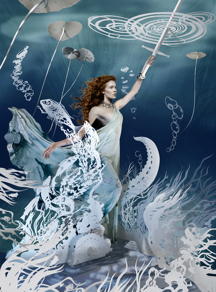 Lady of the Lake. Photographer Simon Cardwell, Paper Artist Stewart McLauchlan. : Casting & Production : Fiona Watson Production